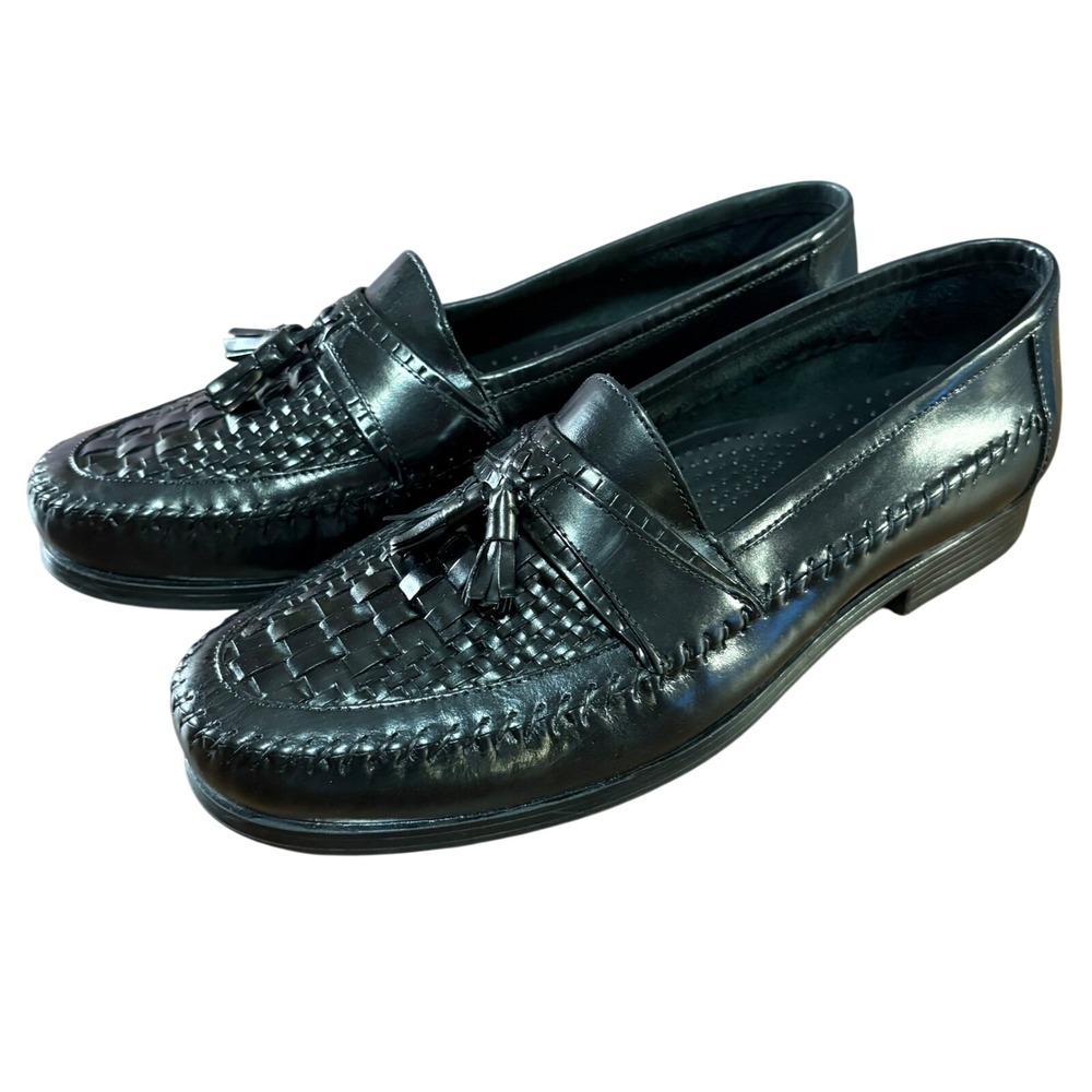 Giorgio Brutini Newark Loafers Mens 12 M Black Excellent Woven Tassel Leather